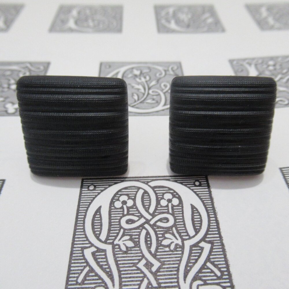 Victorian French Jet Crepe Stone Black Glass Mourning Cufflinks Patent Dec 1883